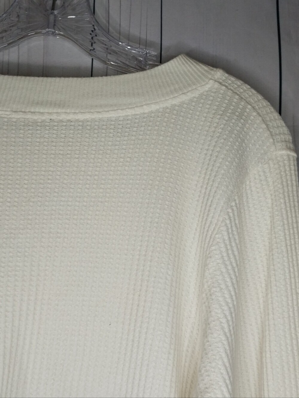 Free People One Cream Cropped Interlaken Cozy Thermal Textured Knit Pullover - Picture 9 of 10